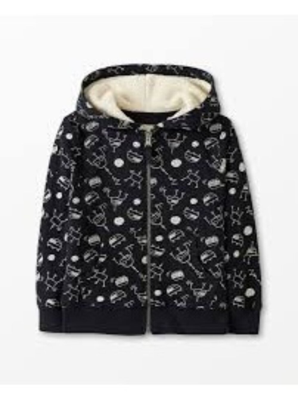 Hanna Andersson Faux Shearling Robot Print Hoodie, Size 5